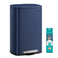 SONGMICS 13 Gallon White Step Trash Can with Hinged Lid – Midnight Blue