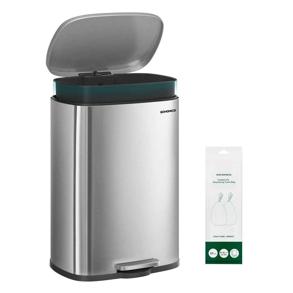 SONGMICS Soft Close Stainless Steel Trash Can | ULTB075EZ01