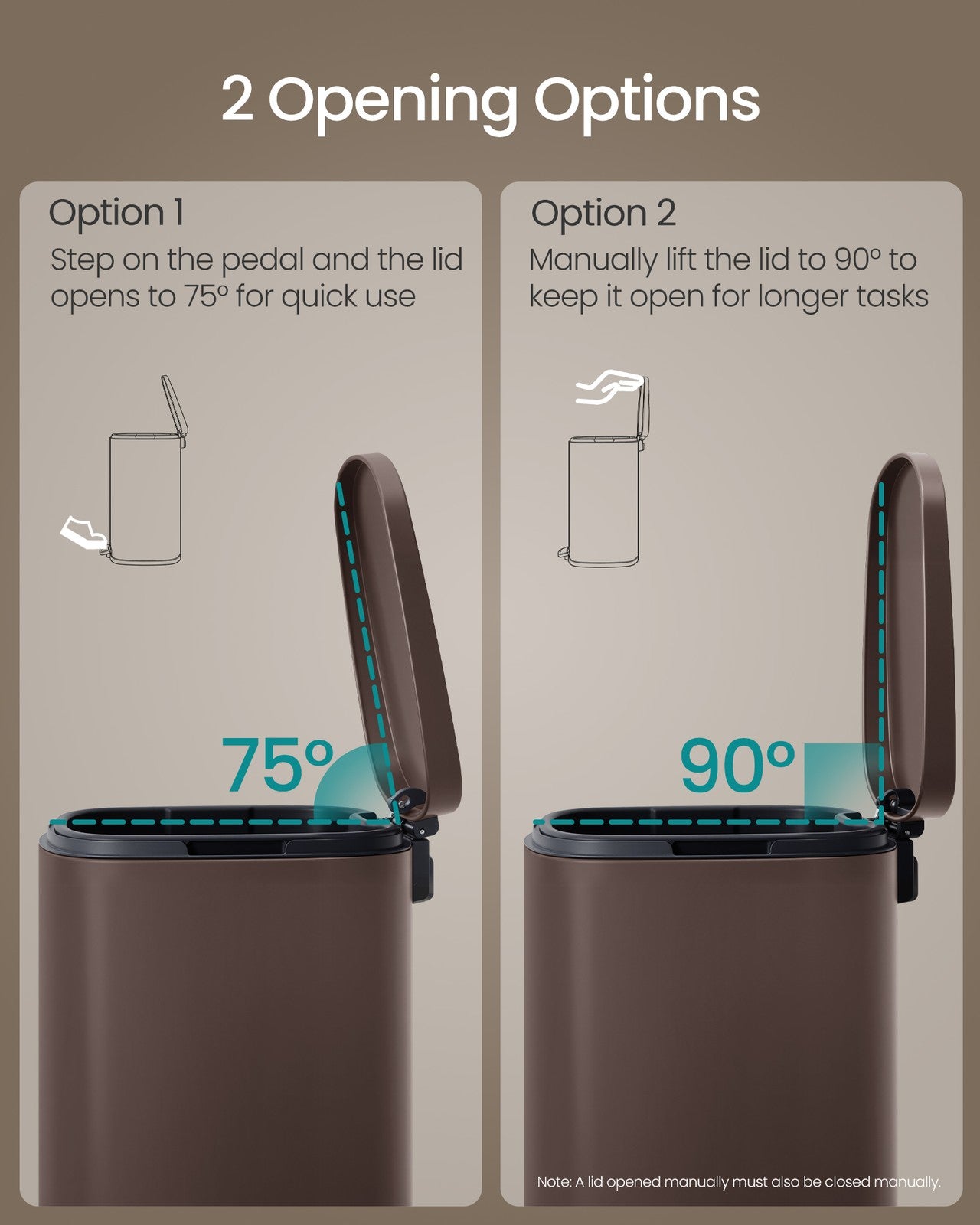 SONGMICS Soft Close Stainless Steel Trash Can | ULTB075MZ01