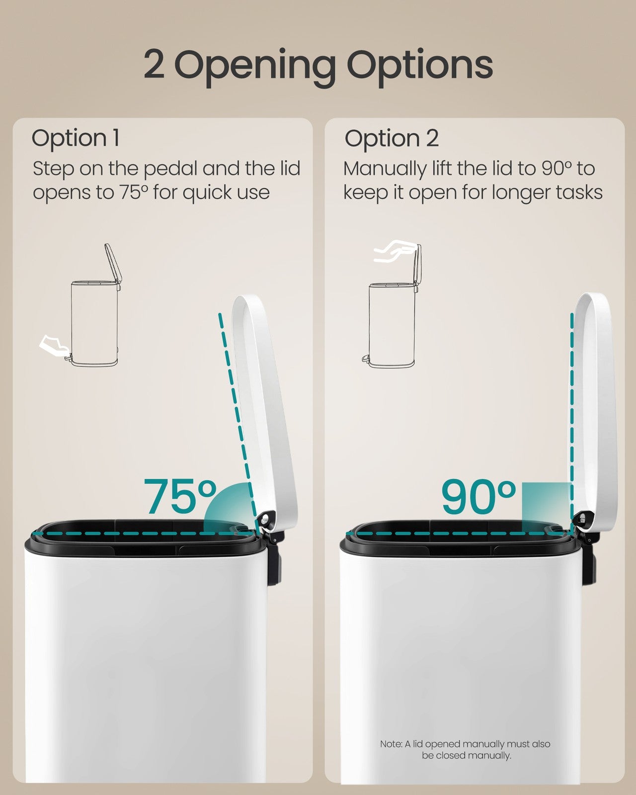 SONGMICS Soft Close Stainless Steel Trash Can | ULTB075WZ01