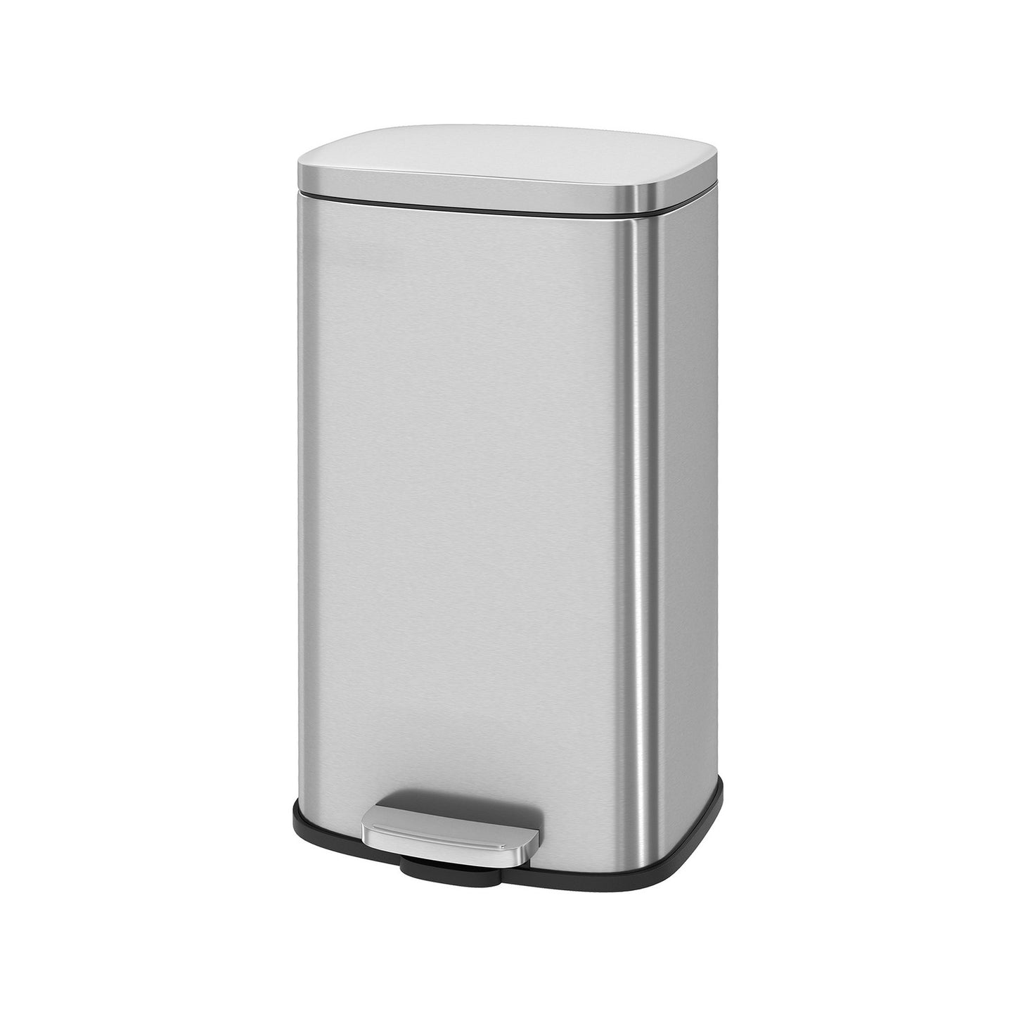SONGMICS Stainless Steel Step Trash Can with Lid for Kitchen Use – Silver