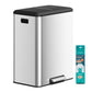 SONGMICS Stainless Steel Dual Pedal Trash Can for Kitchen Recycling – Metallic Silver