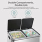 SONGMICS Dual Compartment Kitchen Trash Can with Airtight Hinged Lids – Silver, Black