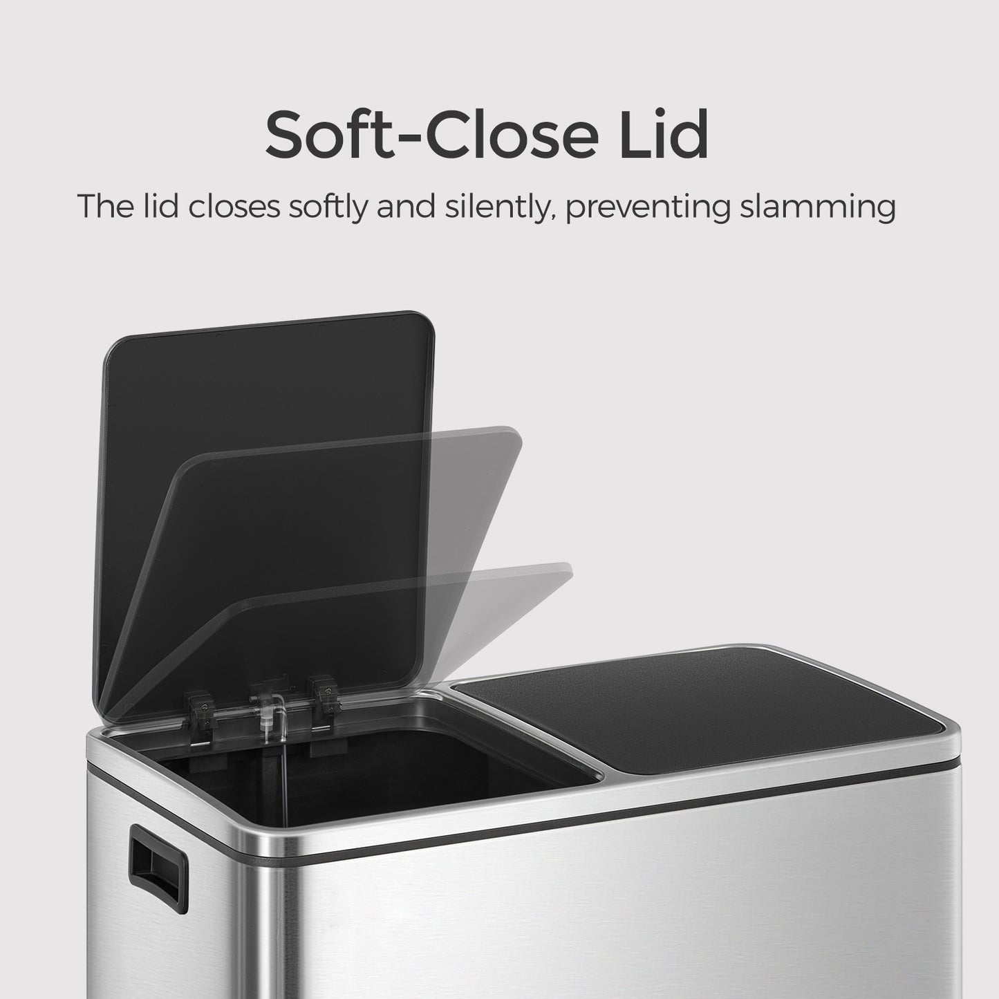 SONGMICS Dual Compartment Kitchen Trash Can with Airtight Hinged Lids – Silver, Black