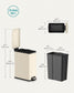 SONGMICS 13-Gallon (50 L) Garbage Can for Narrow Spaces with Soft-Close Lid – Sand Beige