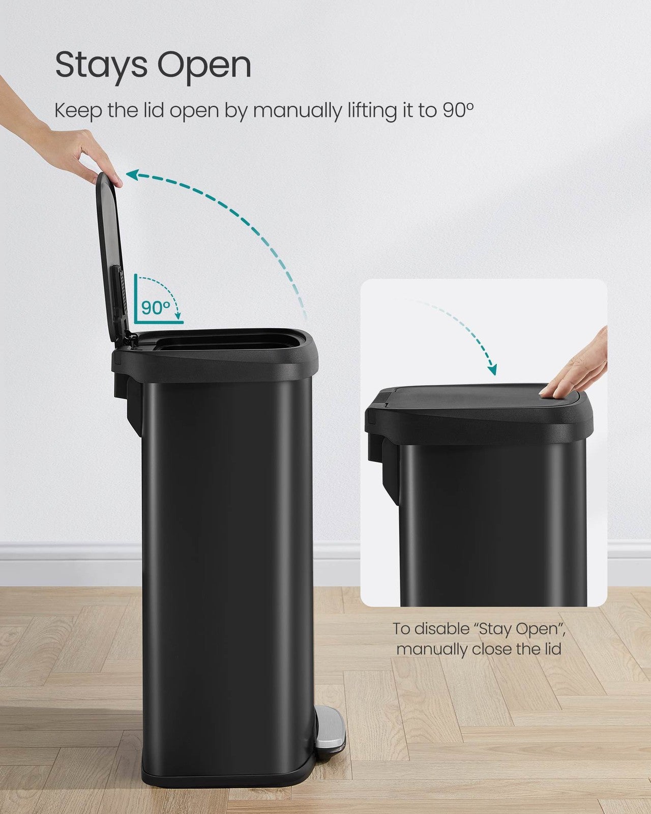 SONGMICS 21-Gallon Stainless Steel Pedal Trash Can with Soft-Close Lid – Black