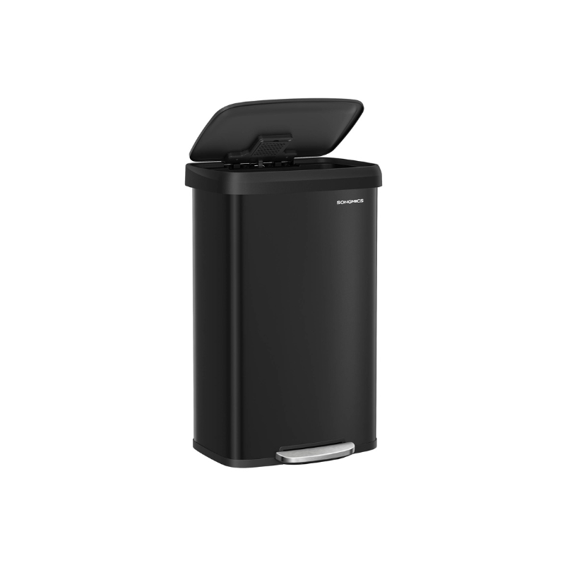SONGMICS 21-Gallon Stainless Steel Pedal Trash Can with Soft-Close Lid – Black