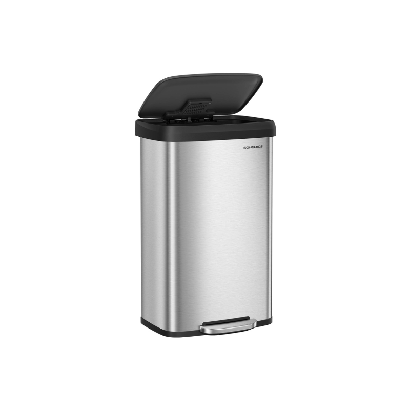 SONGMICS 21 Gallon (80 L) Stainless Steel Garbage Can – Silver, Black