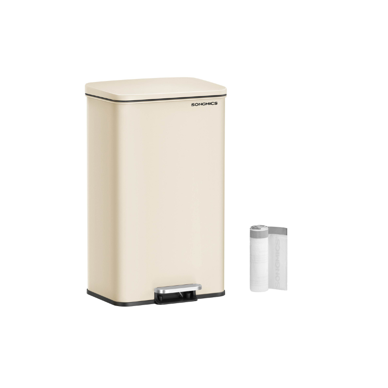 SONGMICS 10.5 Gallon Kitchen Trash Can with Lid – Sand Beige