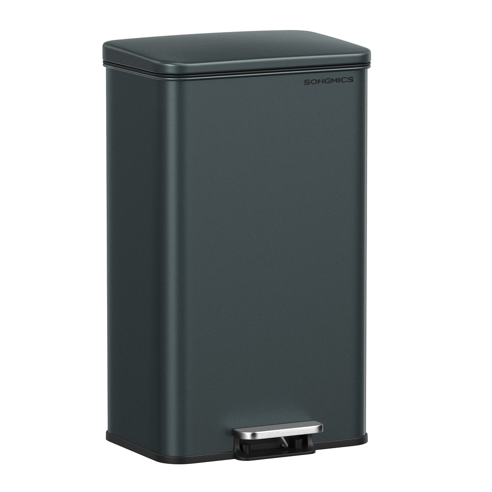 SONGMICS 10.5 Gallon Kitchen Trash Can with Lid – Charcoal Gray