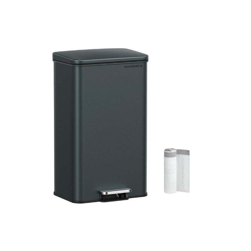 SONGMICS 10.5 Gallon Kitchen Trash Can with Lid – Charcoal Gray