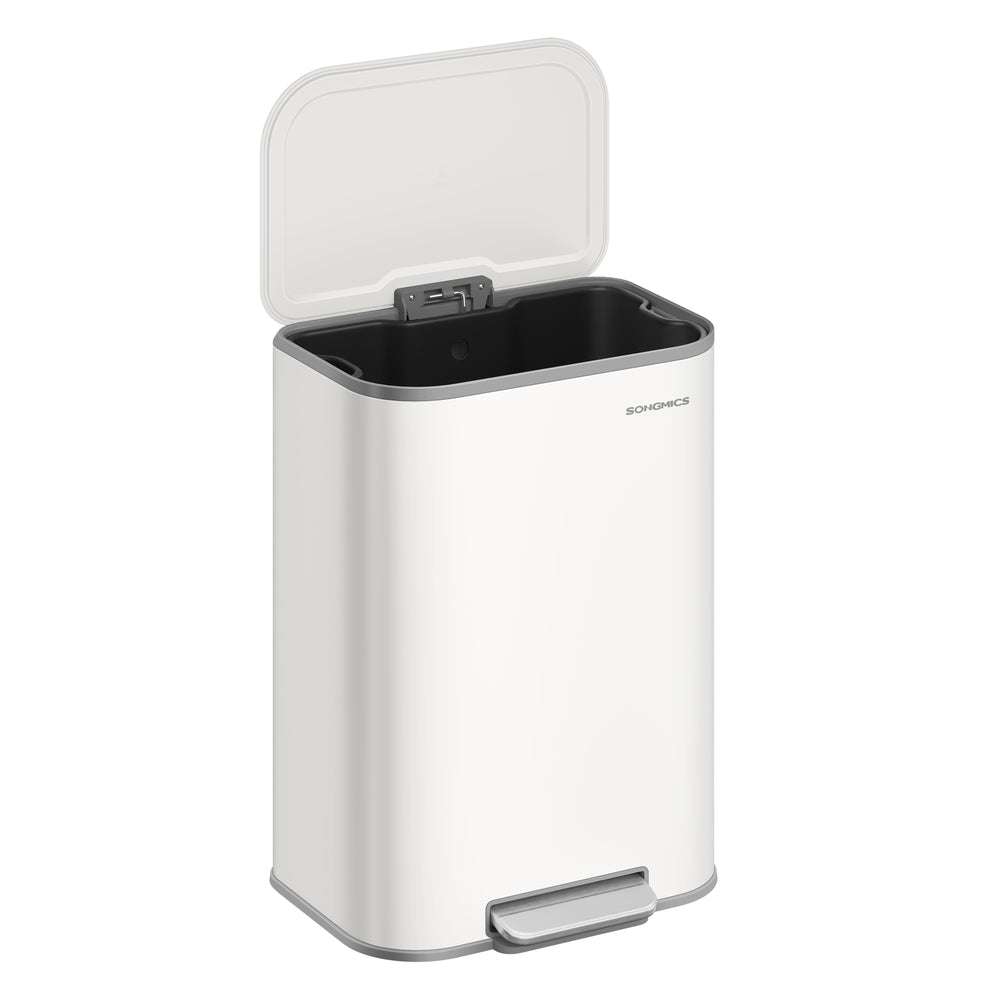 SONGMICS 13-Gallon (50 L) Trash Can Can with Lid – Cloud White