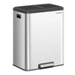 SONGMICS Dual Trash Can, 16 Gallon (2 X 8 Gal), Metallic Silver, Stainless Steel, Step Pedal