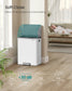 SONGMICS 2 X 8 Gallon (16 Gal) Dual Trash Can, Cloud White, Stainless Steel, Soft-Close, Recycling