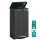 SONGMICS 50 L Stainless Steel Garbage Can with Lid and Removable Inner Bucket Ink Black