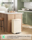 SONGMICS 50 L Stainless Steel Garbage Can with Lid and Removable Inner Bucket Cream White