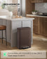 SONGMICS 50 L Stainless Steel Garbage Can with Lid and Removable Inner Bucket Brown