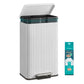 SONGMICS 50 L Stainless Steel Garbage Can with Lid and Removable Inner Bucket Cloud White