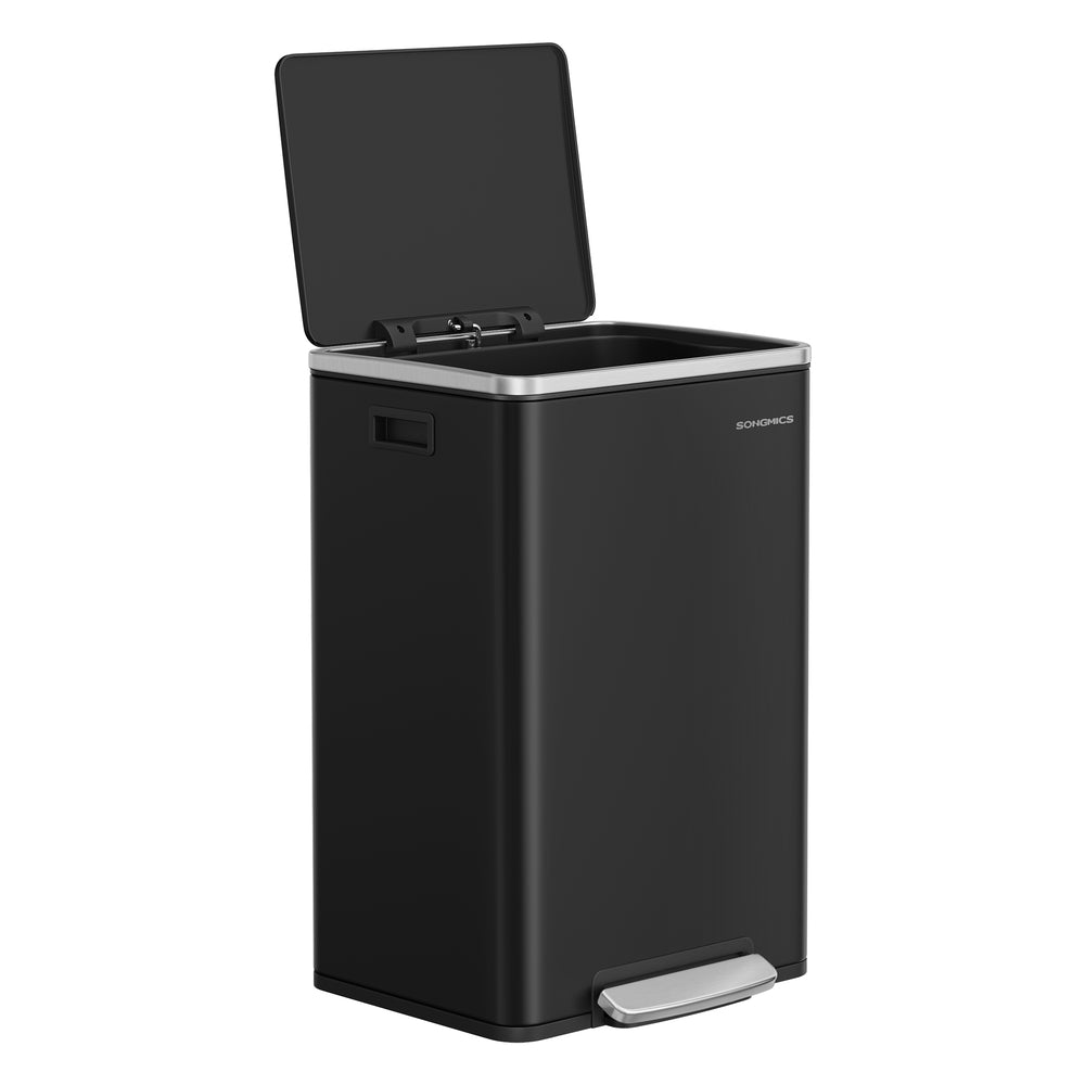 SONGMICS 13-Gallon Trash Can with Soft-Close Lid – Ink Black