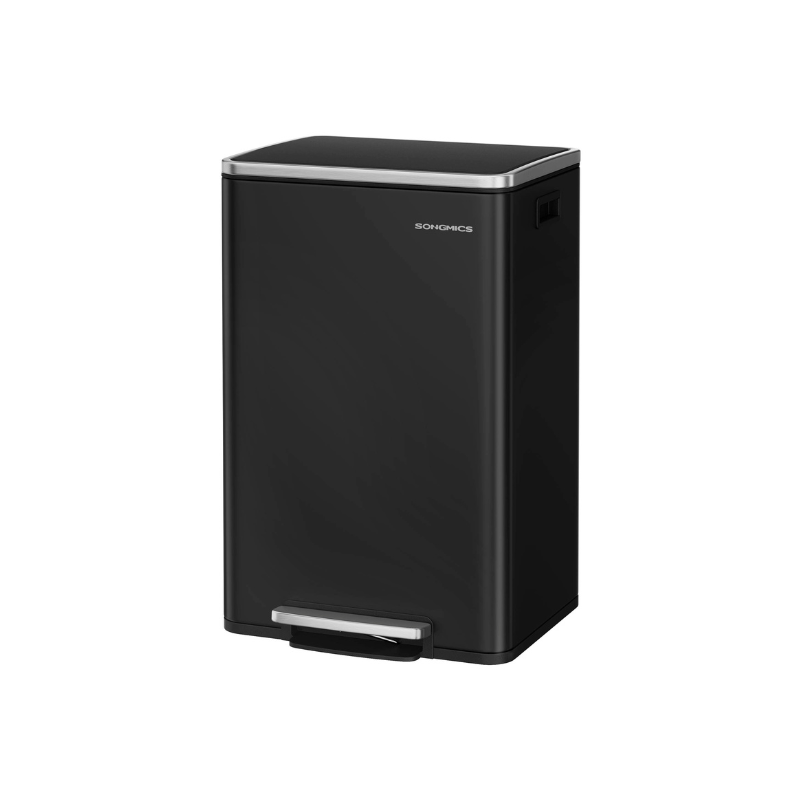 SONGMICS 13-Gallon Trash Can with Soft-Close Lid – Ink Black