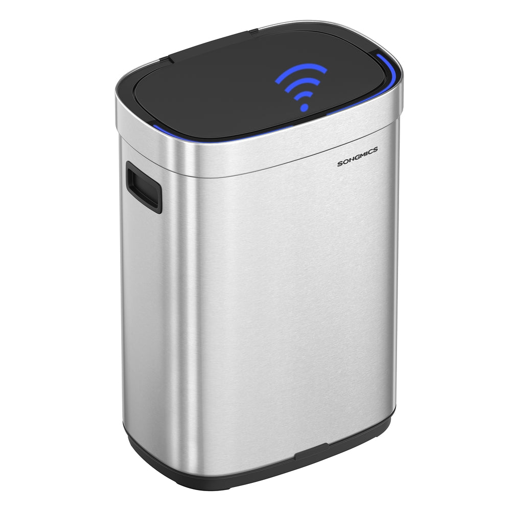 SONGMICS Kitchen Trash Can, 17.2-Gallon (65 L) Motion Sensor Garbage Can, Stainless Steel Trash Bin – Metallic Silver
