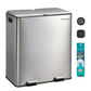 SONGMICS 2 X 30 L Double Garbage Can with Soft-Close Lids and Removable Inner Buckets Metallic Silver