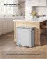 SONGMICS 2 X 30 L Double Garbage Can with Soft-Close Lids and Removable Inner Buckets Metallic Silver