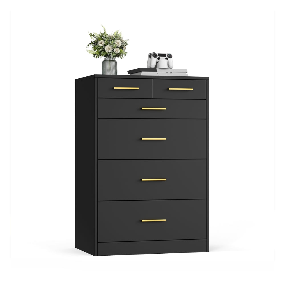 VASAGLE Custos Dresser, 6-Drawer Chest, 15.8 X 23.7 X 34.8 Inches, Ink Black