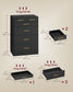 VASAGLE Custos Dresser, 6-Drawer Chest, 15.8 X 23.7 X 34.8 Inches, Ink Black