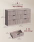 VASAGLE Maxe 6-Drawer Double Dresser – Washed Gray