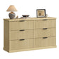 VASAGLE Maxe 6-Drawer Double Dresser – Oak Beige