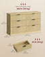 VASAGLE Maxe 6-Drawer Double Dresser – Oak Beige