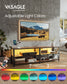 VASAGLE TV Stand with Power Outlets and LED Lights, for Tvs Up to 65 Inches – Rustic Brown, Ink Black