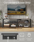 VASAGLE TV Stand with Power Outlets and LED Lights, for Tvs Up to 65 Inches – Rustic Brown, Ink Black