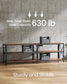 VASAGLE TV Stand with Power Outlets and LED Lights, for Tvs Up to 65 Inches – Rustic Brown, Ink Black