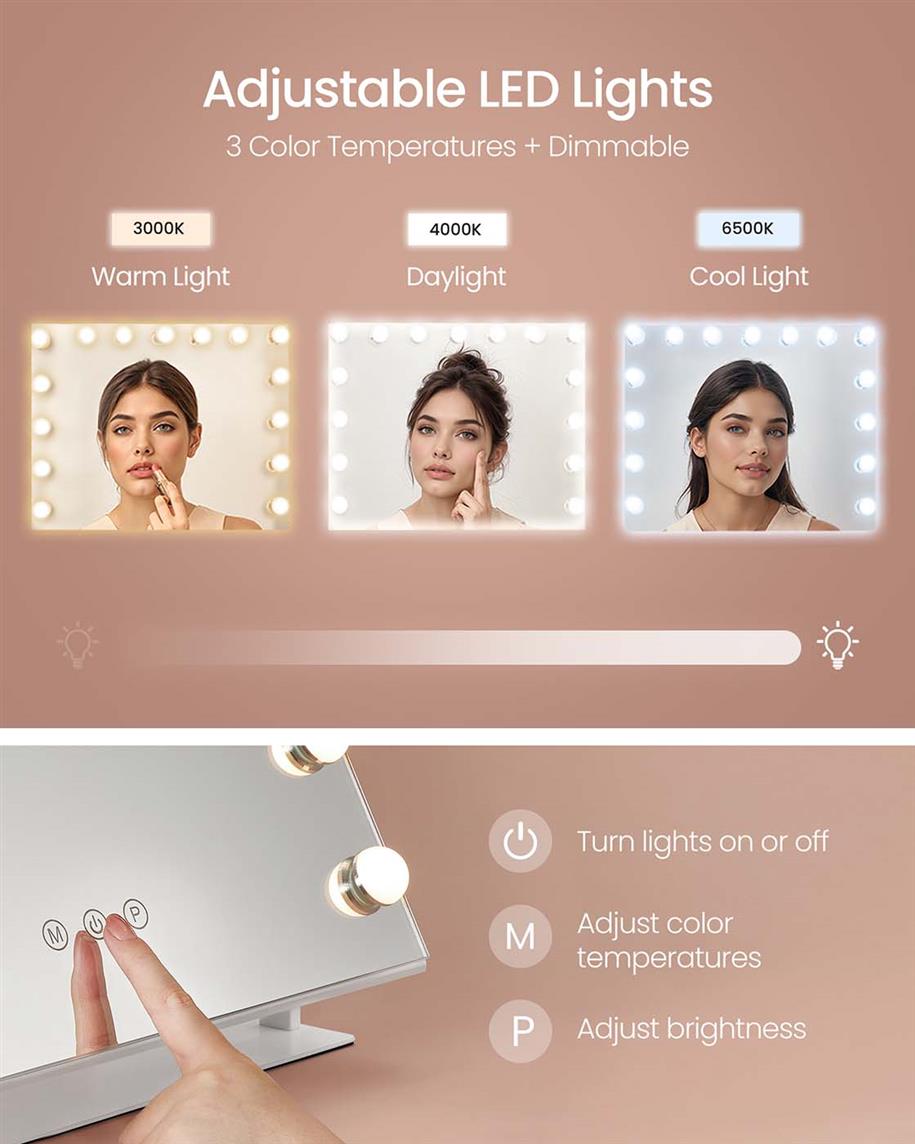 SONGMICS Vanity Makeup Mirror with Lights – Matte White | ULWM001W01V1