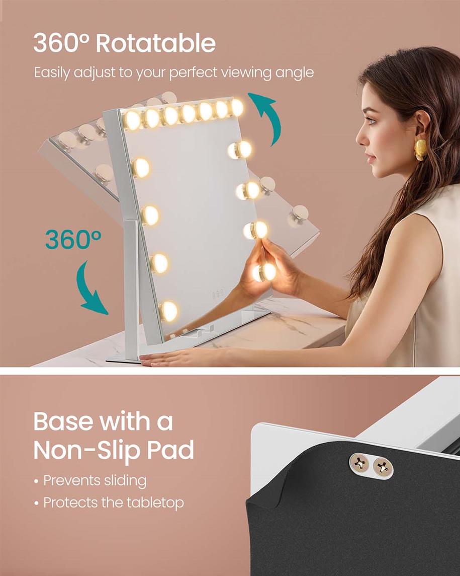 SONGMICS Vanity Makeup Mirror with Lights – Matte White | ULWM001W01V1