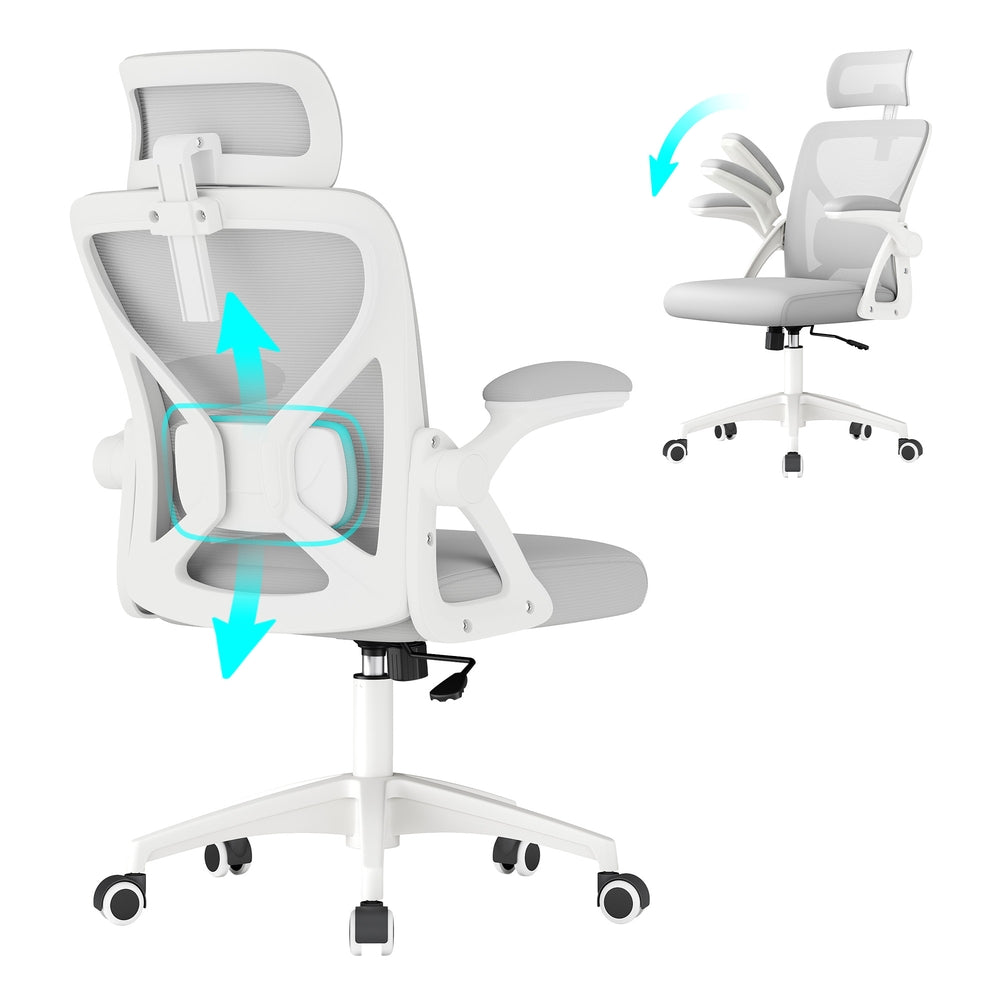 VASAGLE Office Chair, Ergonomic Mesh, Adjustable, Dove Gray