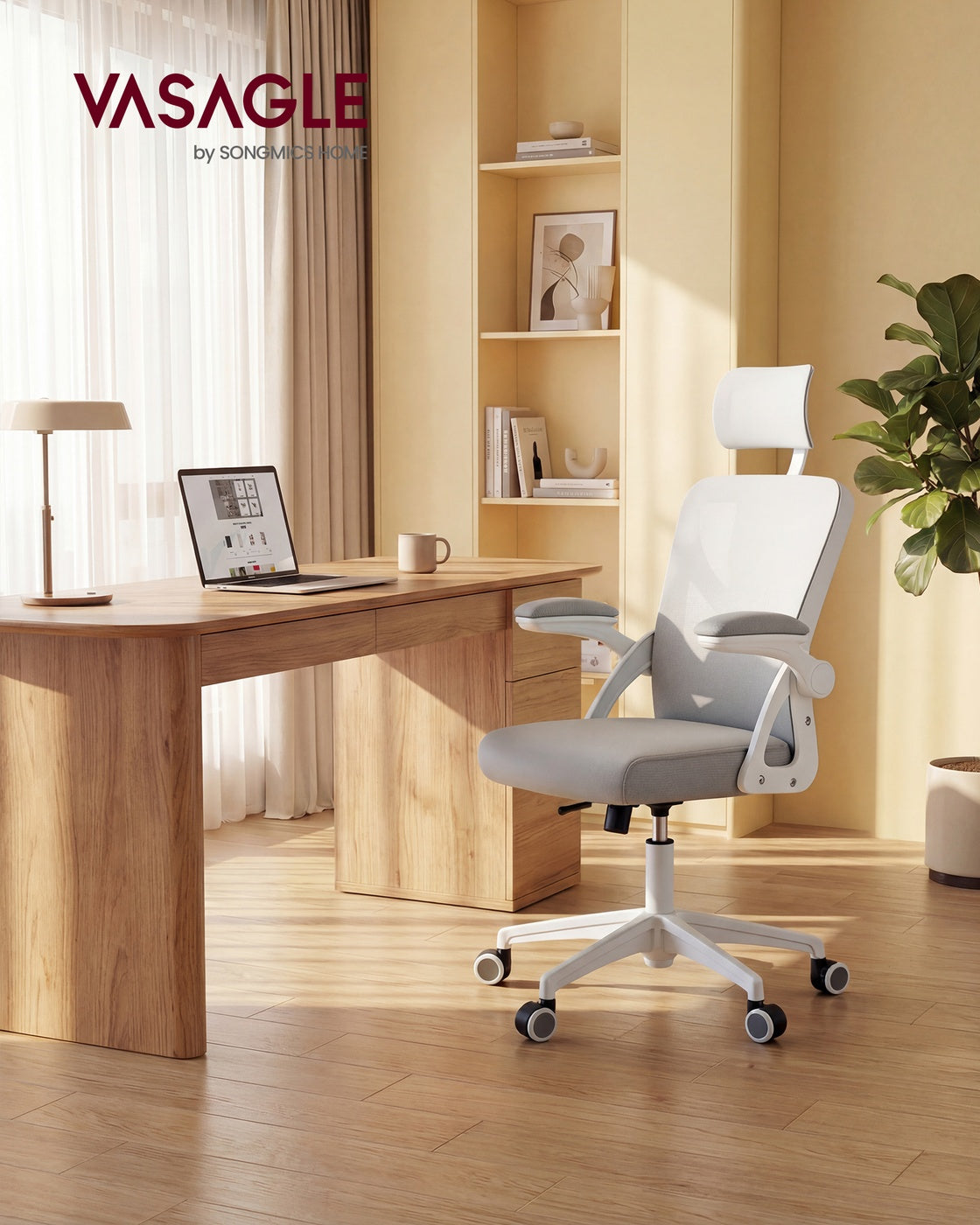 VASAGLE Office Chair, Ergonomic Mesh, Adjustable, Dove Gray