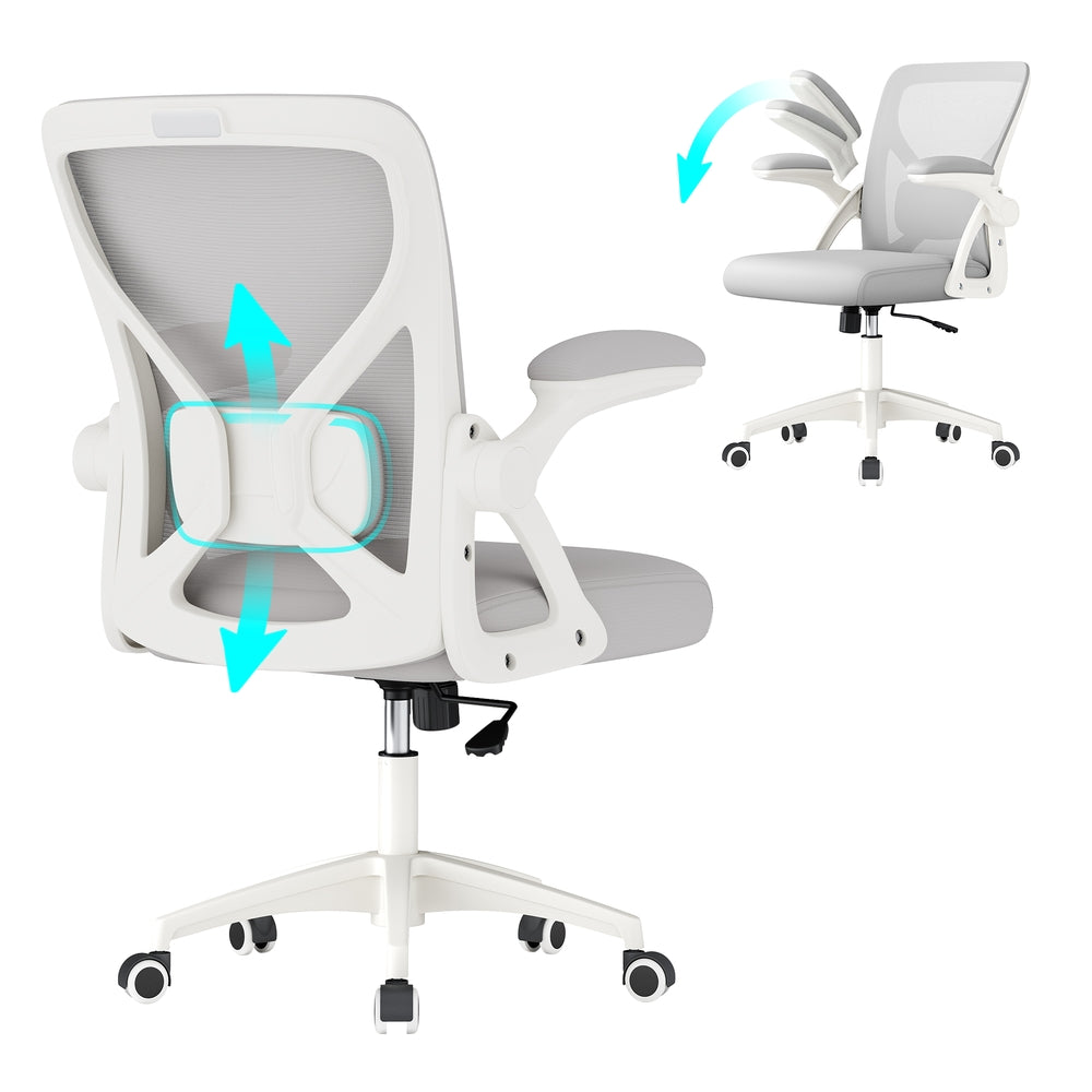 VASAGLE Office Chair, Ergonomic Mesh, Adjustable Lumbar, Dove Gray
