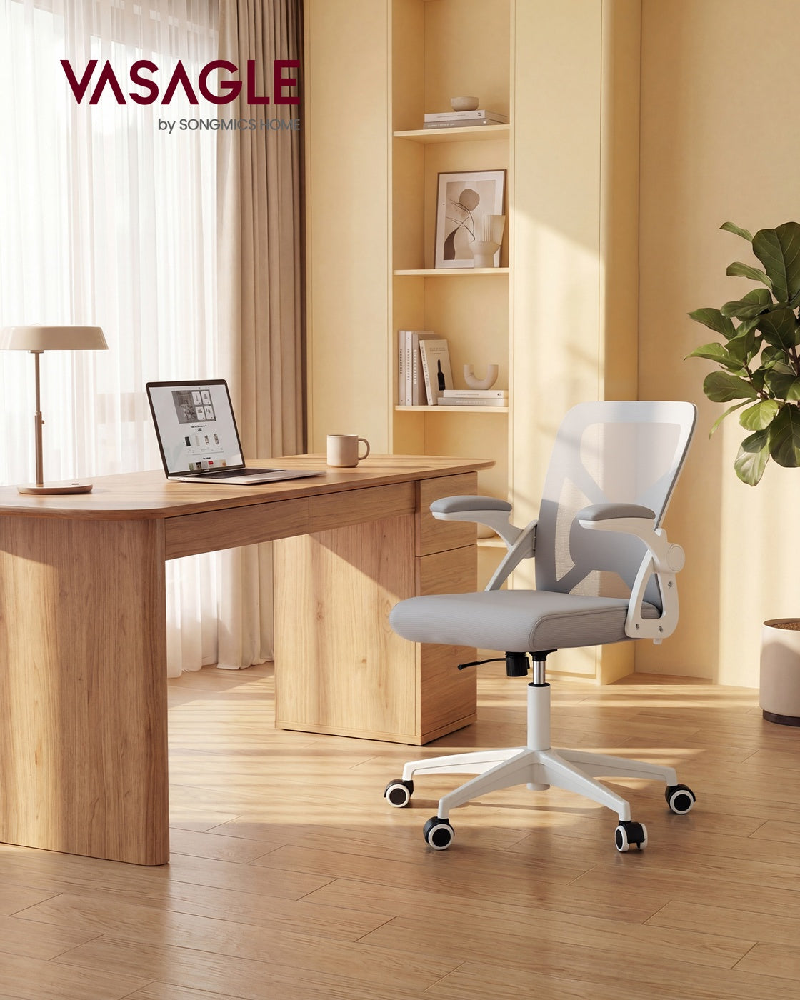 VASAGLE Office Chair, Ergonomic Mesh, Adjustable Lumbar, Dove Gray