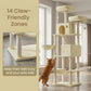 Feandrea Large Cat Tree with Scratching Posts Hammock and Perches for Indoor Cats – Beige
