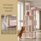 Feandrea Large Cat Tree with Scratching Posts Hammock and Perches for Indoor Cats – Pink