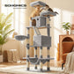 Feandrea Large Cat Tree with Scratching Posts Hammock and Perches for Indoor Cats – Gray