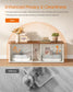 Feandrea Double Cat Litter Box Enclosure, Modern Litter Box Furniture Hidden for 2 Cats