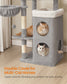Feandrea Tall Cat Tree Tower, Multiple-Level Cat Condo with 2 Caves – Dove Gray