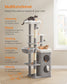 Feandrea Tall Cat Tree Tower, Multiple-Level Cat Condo with 2 Caves – Dove Gray