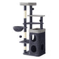 Feandrea Tall Cat Tree Tower, Multiple-Level Cat Condo with 2 Caves – Dark Gray