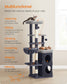 Feandrea Tall Cat Tree Tower, Multiple-Level Cat Condo with 2 Caves – Dark Gray