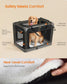 Feandrea Collapsible Fabric Dog Crate with Mesh Doors for Travel – Ink Black, Dove Gray – 36"L x 25"W x 25"H
